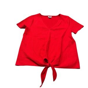 J. CREW textured v-neck tie front top